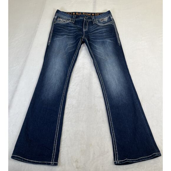Rock Revival Mica Boot Jeans Size 31 Stretch Low Rise Western Cowgirl Charity - Picture 1 of 13